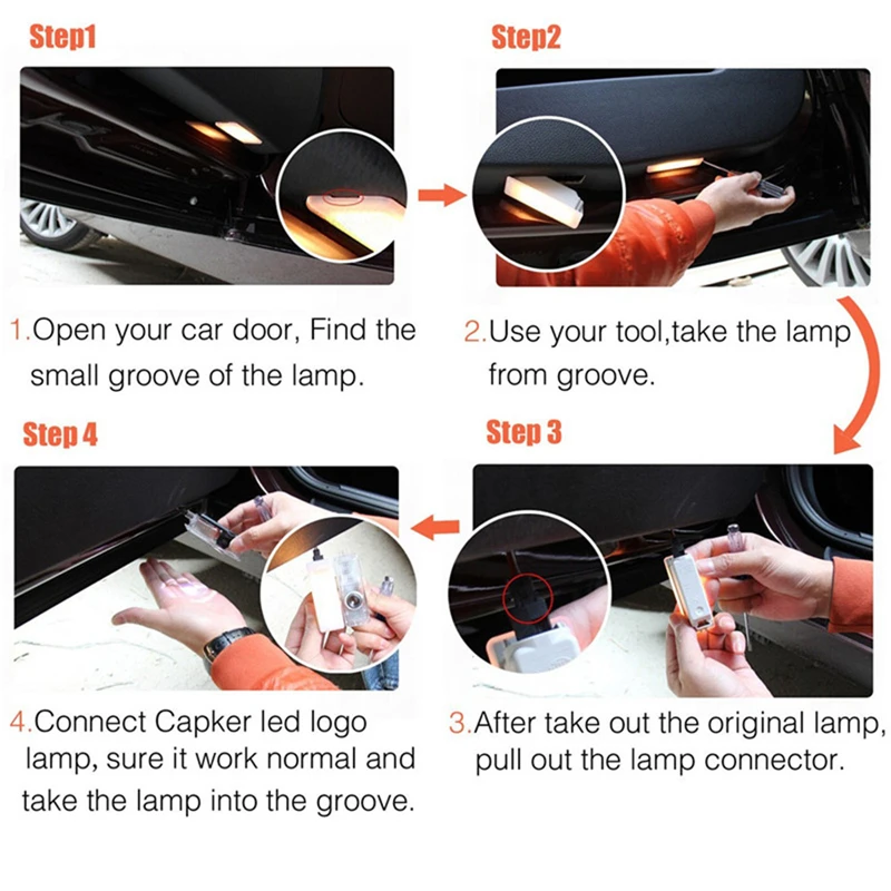2Pcs Car Projector Door Emblem LED Lights Welcome Lamp For MINI R50 R52 R53 R56 R57 R58 R60 F55 F56 R5 R53 Works JCW Accessories