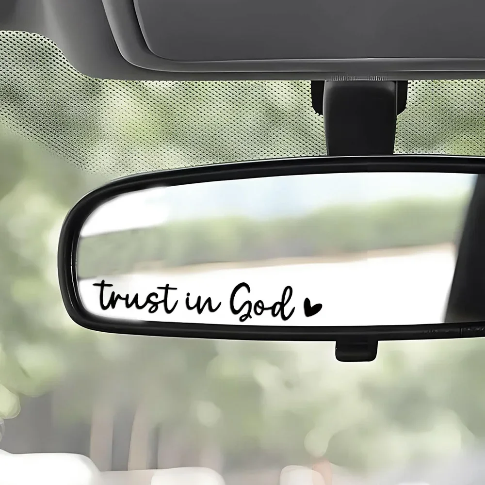 2PCS “Trust in god” cross border amazon car rear view mirror vanity mirror home decoration stickers