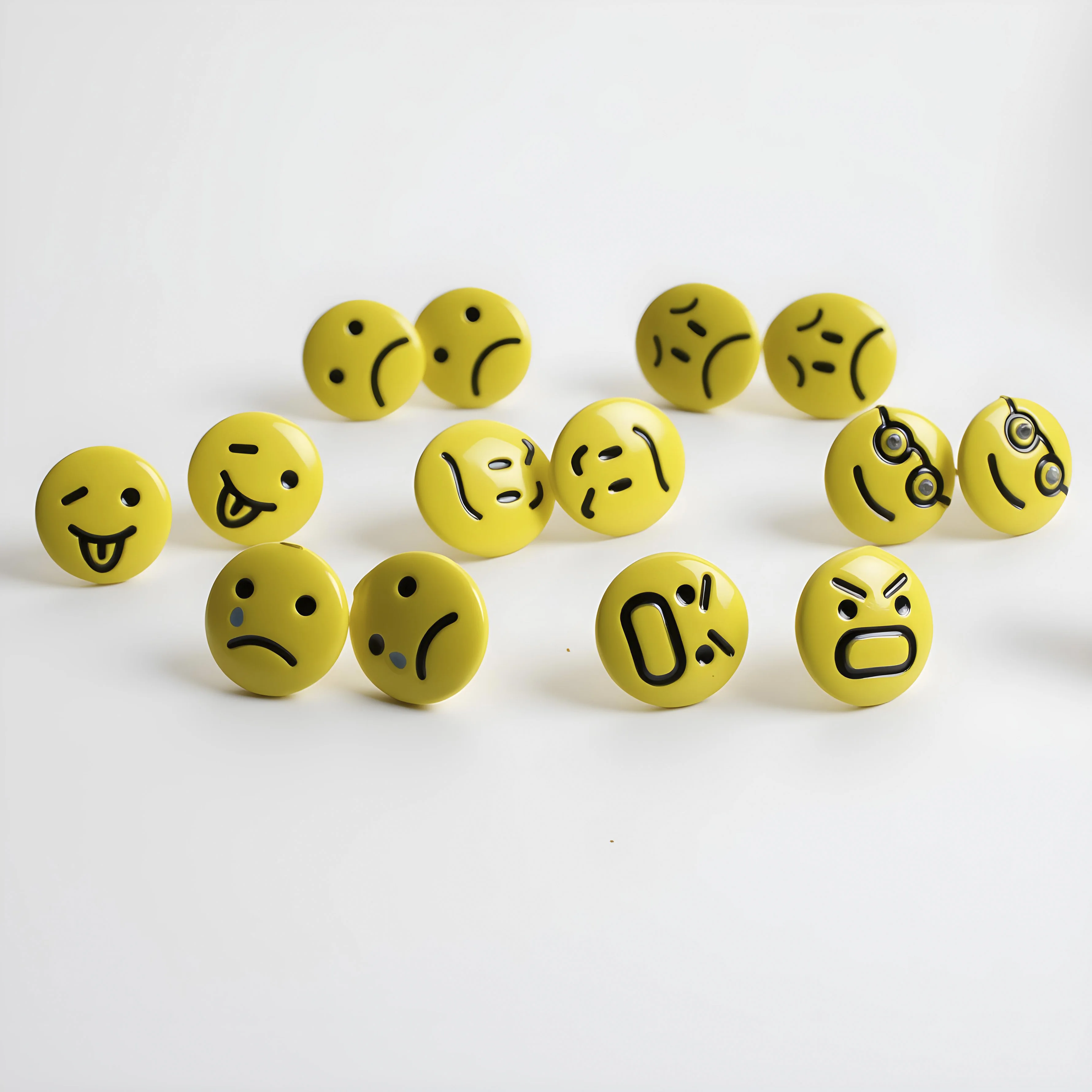 5 Piars Creative Yellow Emoji Stud Earrings Set Funny Expression Smile Face Heart Eyes Grumpy Enamel Ear Jewelry For Women
