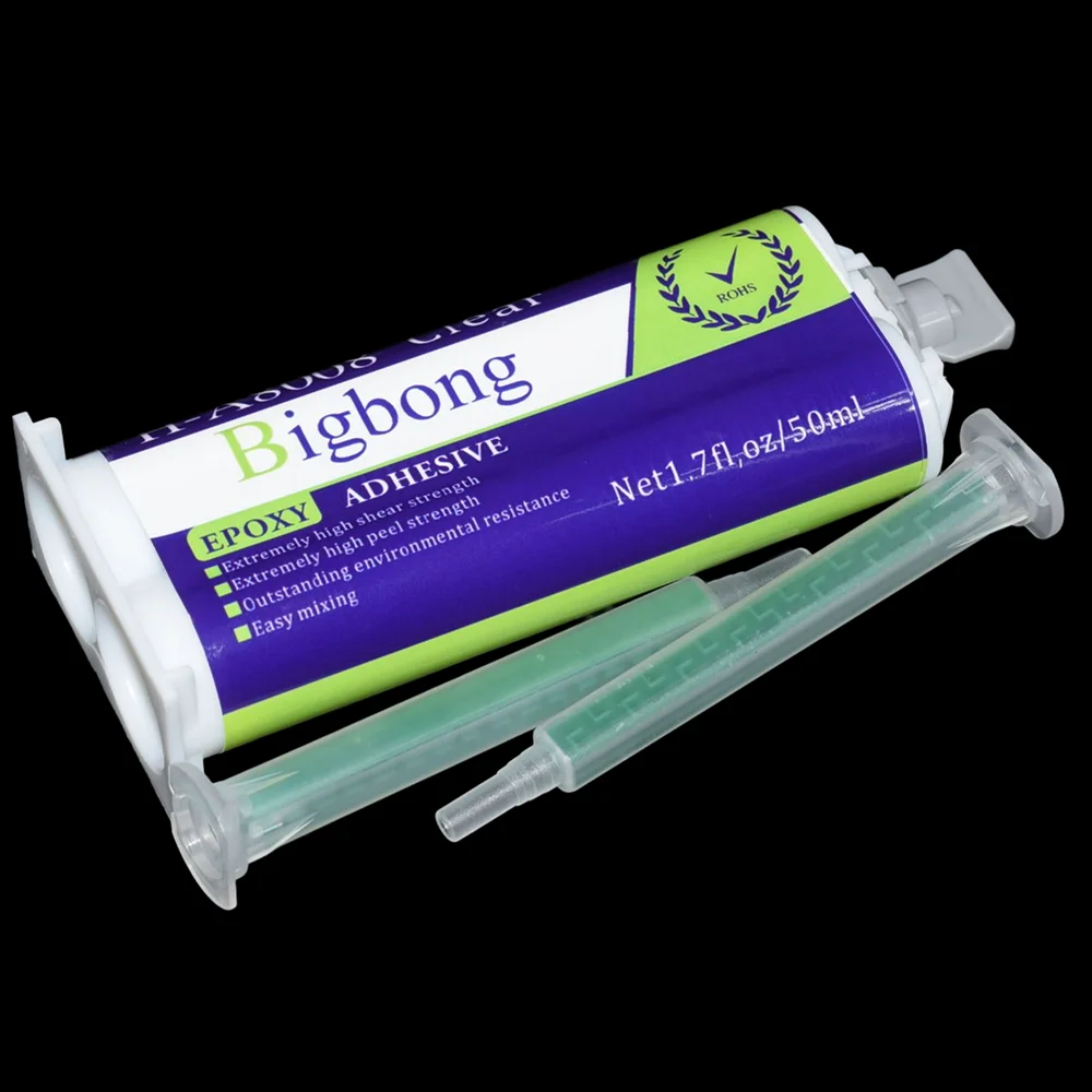 

Structural Glue 50ml Transparent Epoxy Resin AB Glue 1:1 Two-Component Strong Adhesive and 2pcs Mixed Tube Static Mixing Nozzles