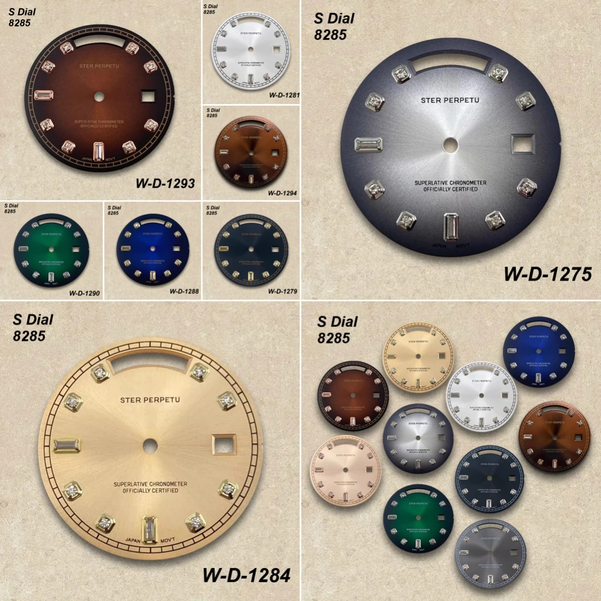 31mm Day And Date Diamond S Dial For 8285 Movement Sunray High-Quality Watch Parts Watch Modification Accessories