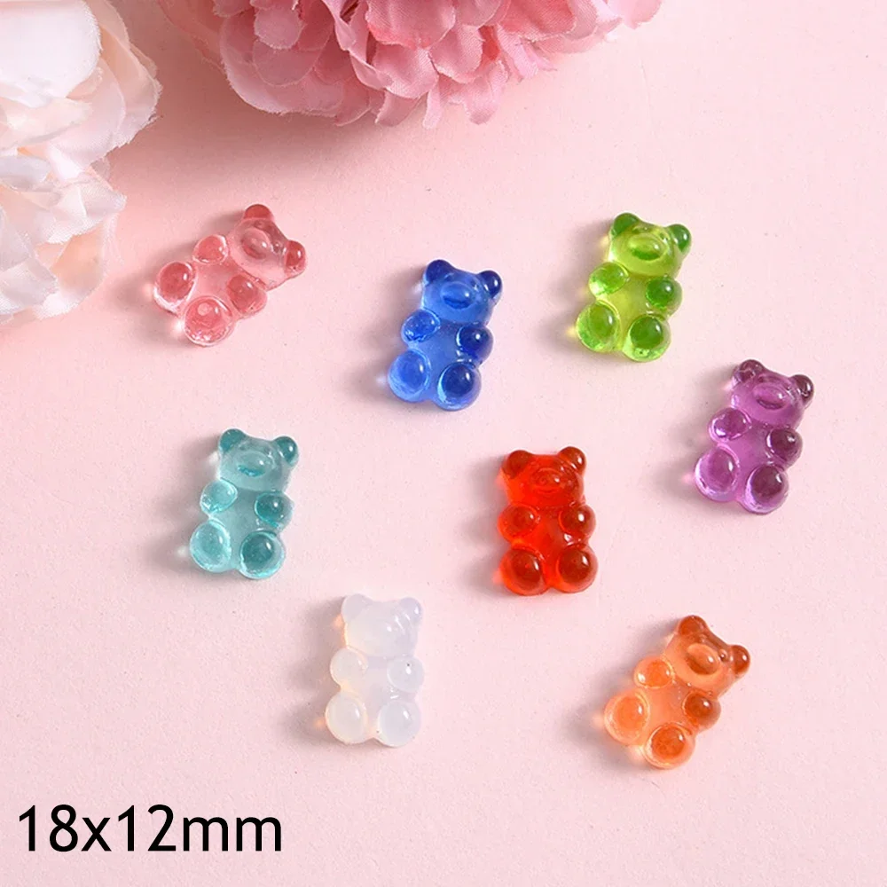 20PCS 18x12mm Clear Bear Candy Miniature Flatback Resin Cabochons For Hairpin Scrapbooking DIY Home Decor Craft Accessories