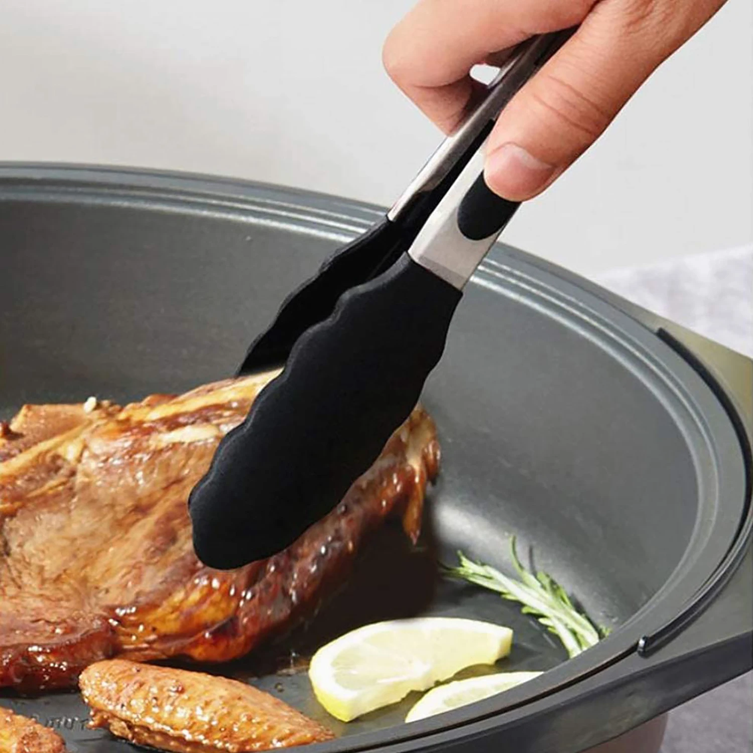 3packs, 8/10/13in Food Clip, Multifunctional Silicone Stainless Steel Food Tongs, Anti-scalding Barbecue Clip, Steak Clip