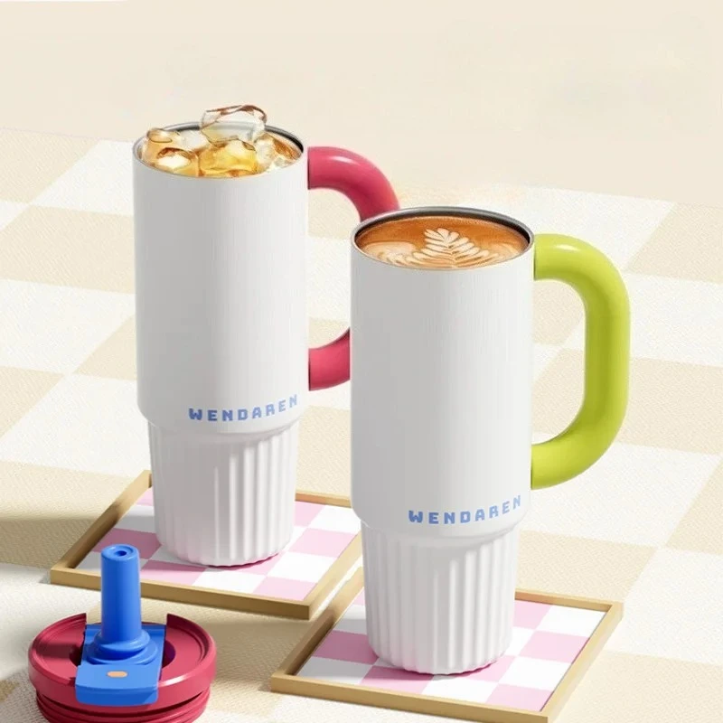 

Бутылка из нержавеющей стали 316, вакуумная изоляция, 1 л, гигантский кувшин для воды большой емкости, двухпортовая соломенная герметичная автомобильная чашка