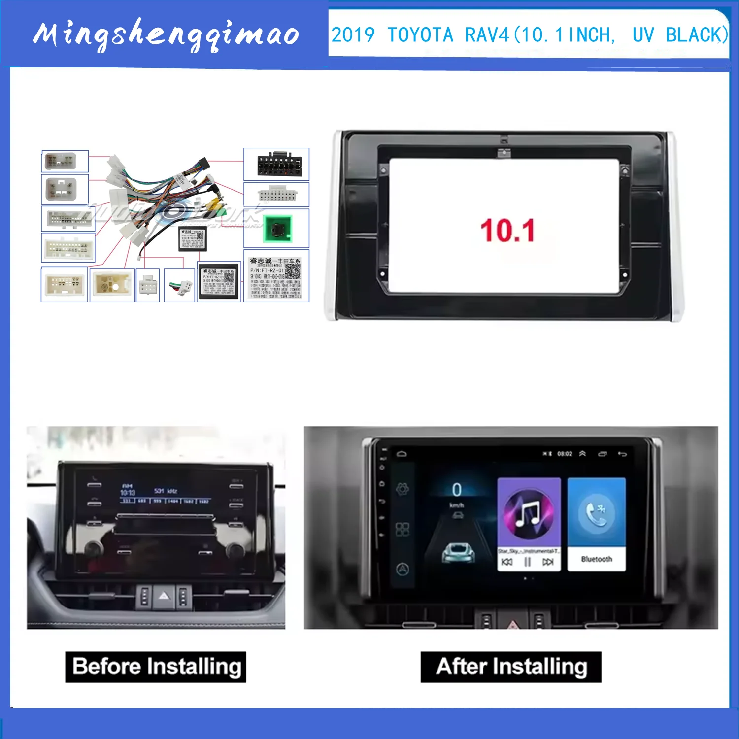 

10.1 Inch 2 Din Car Video Fascia Panel for Toyota RAV4 2019+ DVD GPS mp5 android Player Audio Dashboard Frame