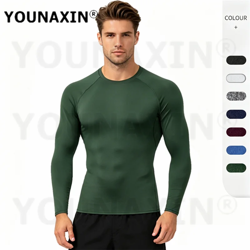 YOUNAXIN Men's Compression Shirts Long Sleeve Cool Dry Workout T-Shirt Running Athletic Base Layer Tops Undershirts S-2XL