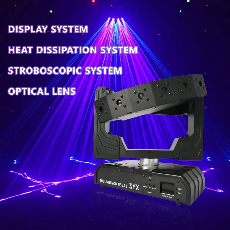 Lotus Professional 8*500mW Red Moving XYZ Laser LED Stage Lighting Solution for DJ KTV Theme Park-DMX Control Beam Effect