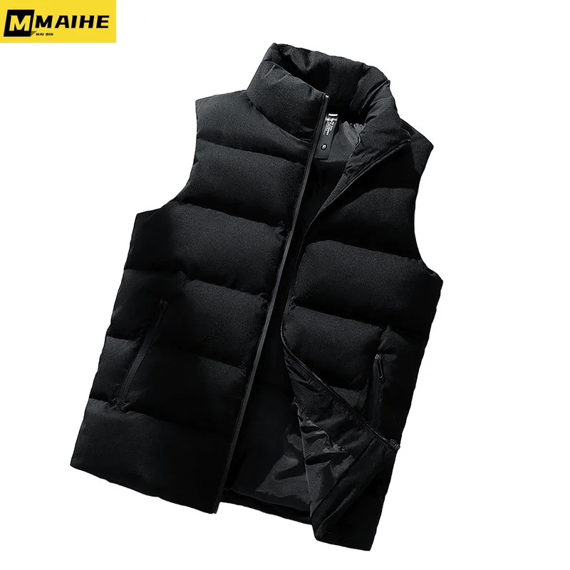 

2023 Autumn/Winter Men's Vest Popular Warm Loose Zipper Down Cotton Coat Sleeveless Casual Padded Vest Men's Wear