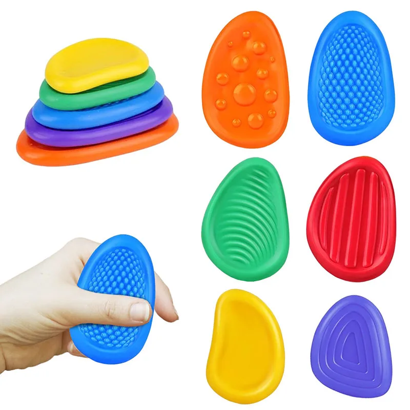 Kids Toys Fidget Toy Sensory Stone 6pcs Textured Worry Stone for Autism Kids Calming Fidget Stress Toys for Adult Anxiety Relief