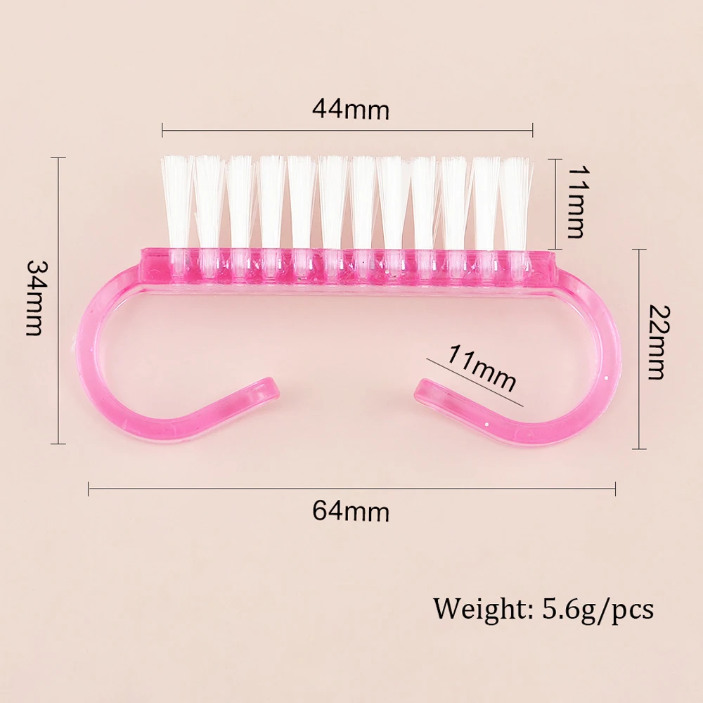 Cepillo de plástico para limpieza de uñas, cepillo para quitar el polvo, acrílico, Gel UV, accesorios de manicura, herramienta para el cuidado de la belleza, 10 unidades por lote