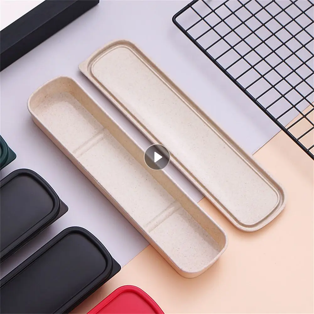 Cutlery Box One-piece Molding Round And Smooth Wheat Straw Clamshell Home Storage Spoon Box Easy To Clean Portable Storage