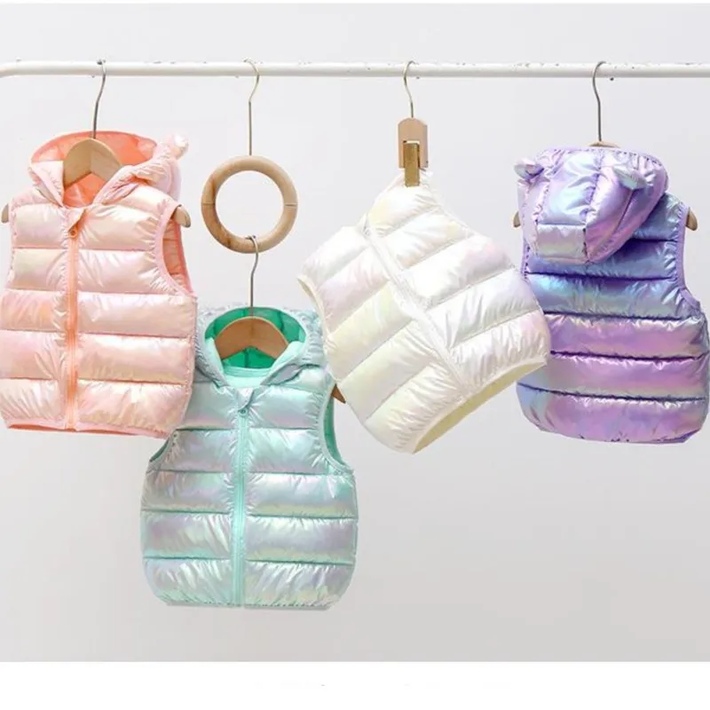 

Autumn Winter Children's Vest Boys' Fashionable Sleeveless Hooded Down Vest Girls' Warm Jacket 1-6Y Baby Outerwear