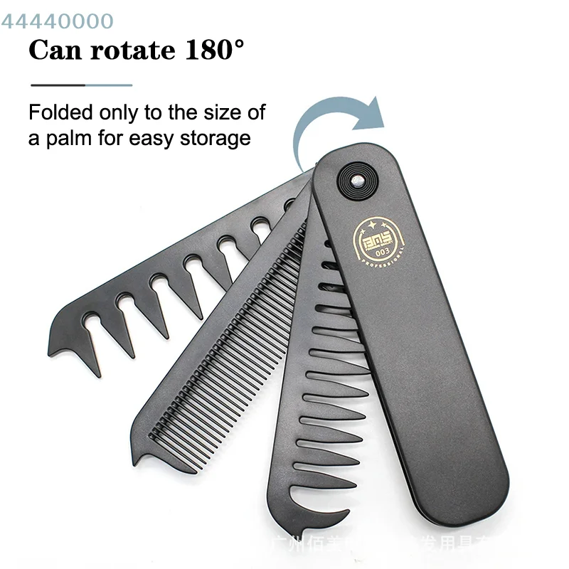 

Plastic Oil Head Beard Comb Multifunctional Barber Hair Clipper Comb Styling Tools for Men 3-in-1 Folding Comb Wide Tooth