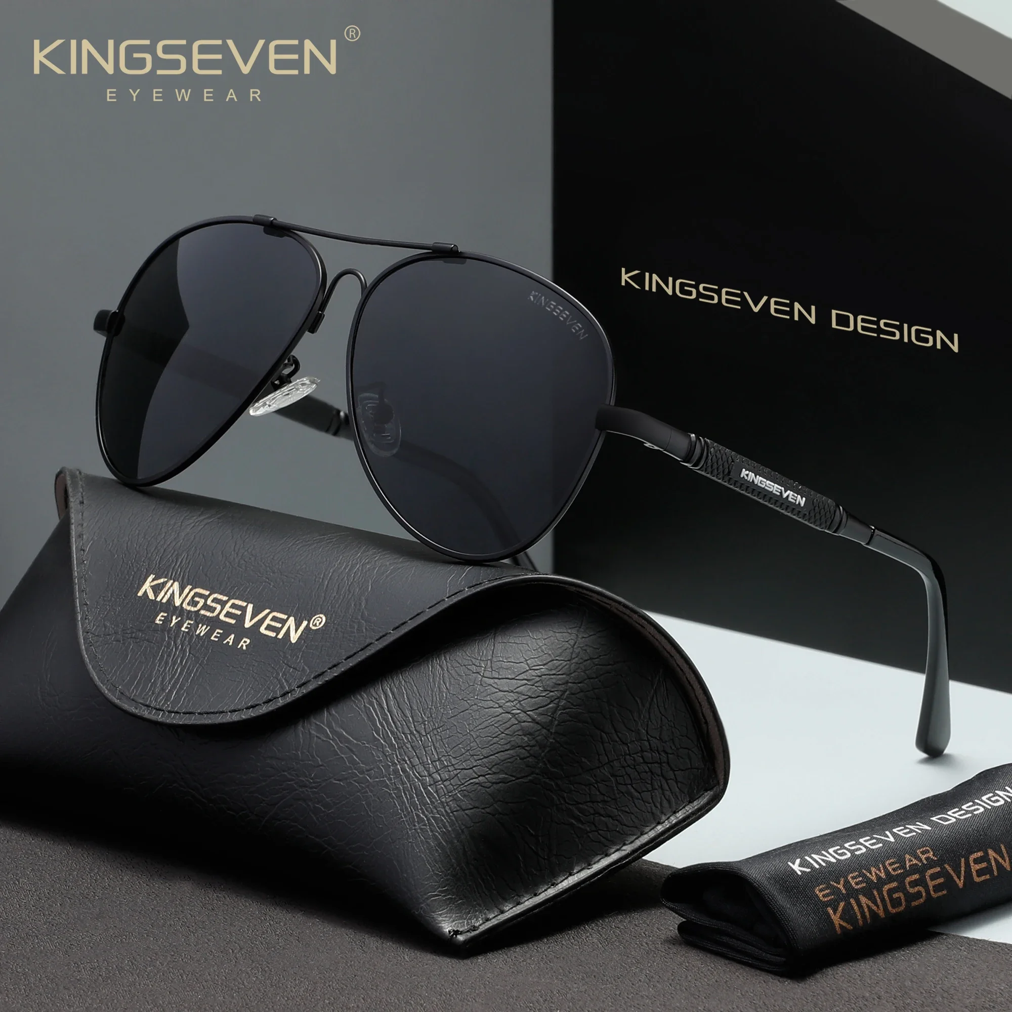 

KINGSEVEN Pilot Frame Sunglasses Polarized UV400 Glasses Men Women Driving Anti-glare Luxury Retro Causal Eyewear Frames