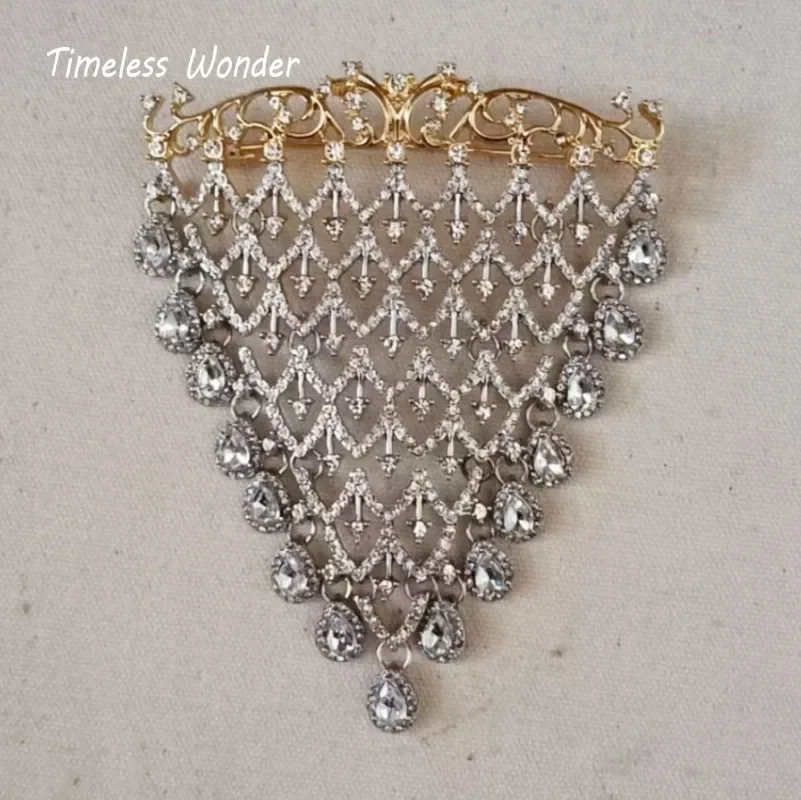 Intemporel merveille fantaisie Zircon Geo déclaration broche broches pour femmes concepteur bijoux piste haut Vintage cadeau à la mode Rare 2283