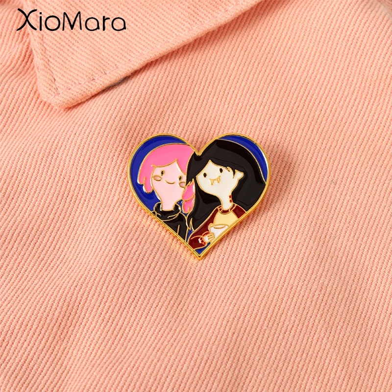 Pin esmaltado de princesa Bubblegum y Marceline, insignias, broches de Metal, accesorios de mochila, alfileres de solapa, regalos de joyería bonitos