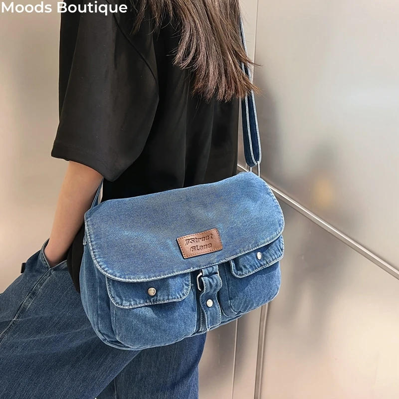 Denim Hobo Crossbody Bags For Women 2023 New Trends Purses And Handbags Multi Pockets Shoulder Messenger Bag Big Capacity Totes