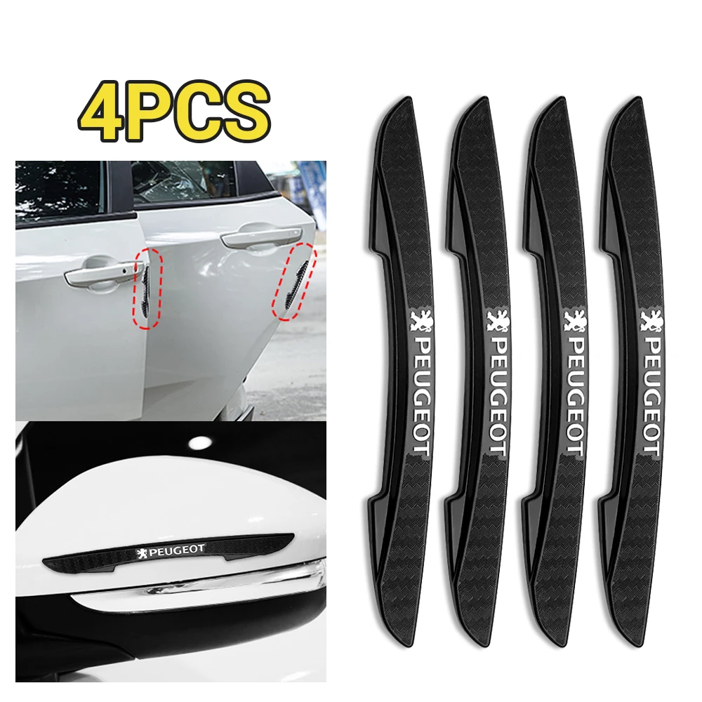 4pc Rubber Car Door Edge Protector Stickers Anti Collision Strips For Peugeot 206 307 308 3008 207 208 407 508 2008 5008 107 106