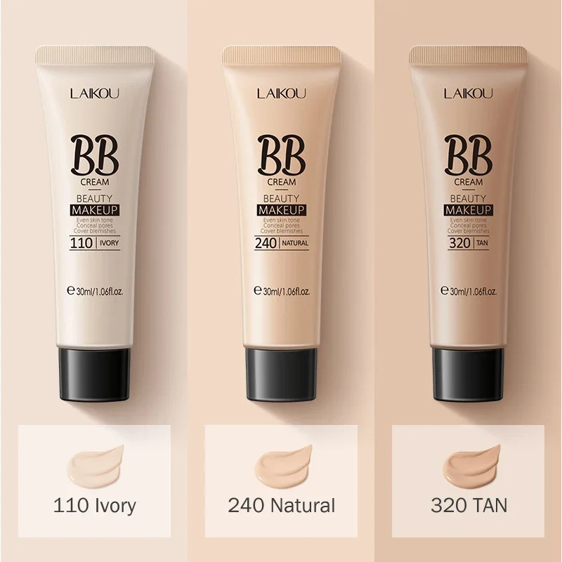 1PC BB Cream 18 Hour Long Lasting Foundation Liquid Foundation Waterproof Whitening Conceale Natural Face Base Makeup 30ml