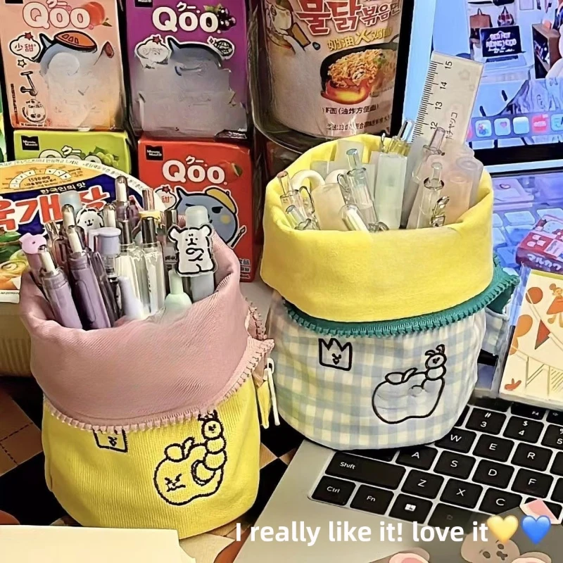 Creative Pen Holder Ins High-value Female Student Vertical Flip Folding Pencil Case Large Capacity Stationery Pencil Case