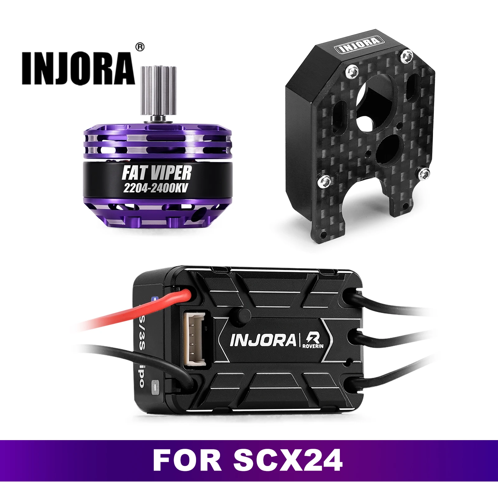 INJORA Roverin OR30 ESC sin Escobillas Impermeable y Motor 2204 Fat Viper para 1/24 SCX24 (XT30/PH2.0)