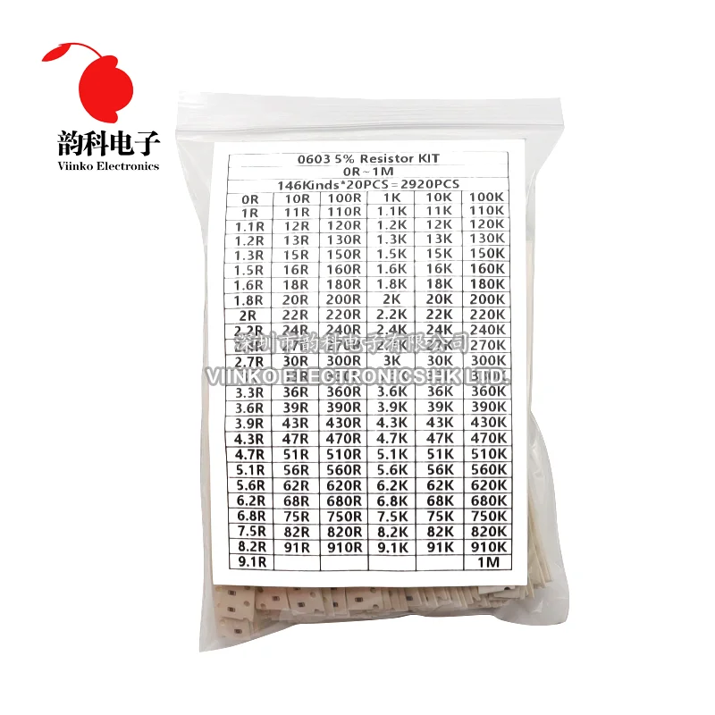 2920 個 146ValuesX20 個 0603 0805 1206 5% SMD チップ抵抗キット 0R - 1M オーム抵抗サンプルセット