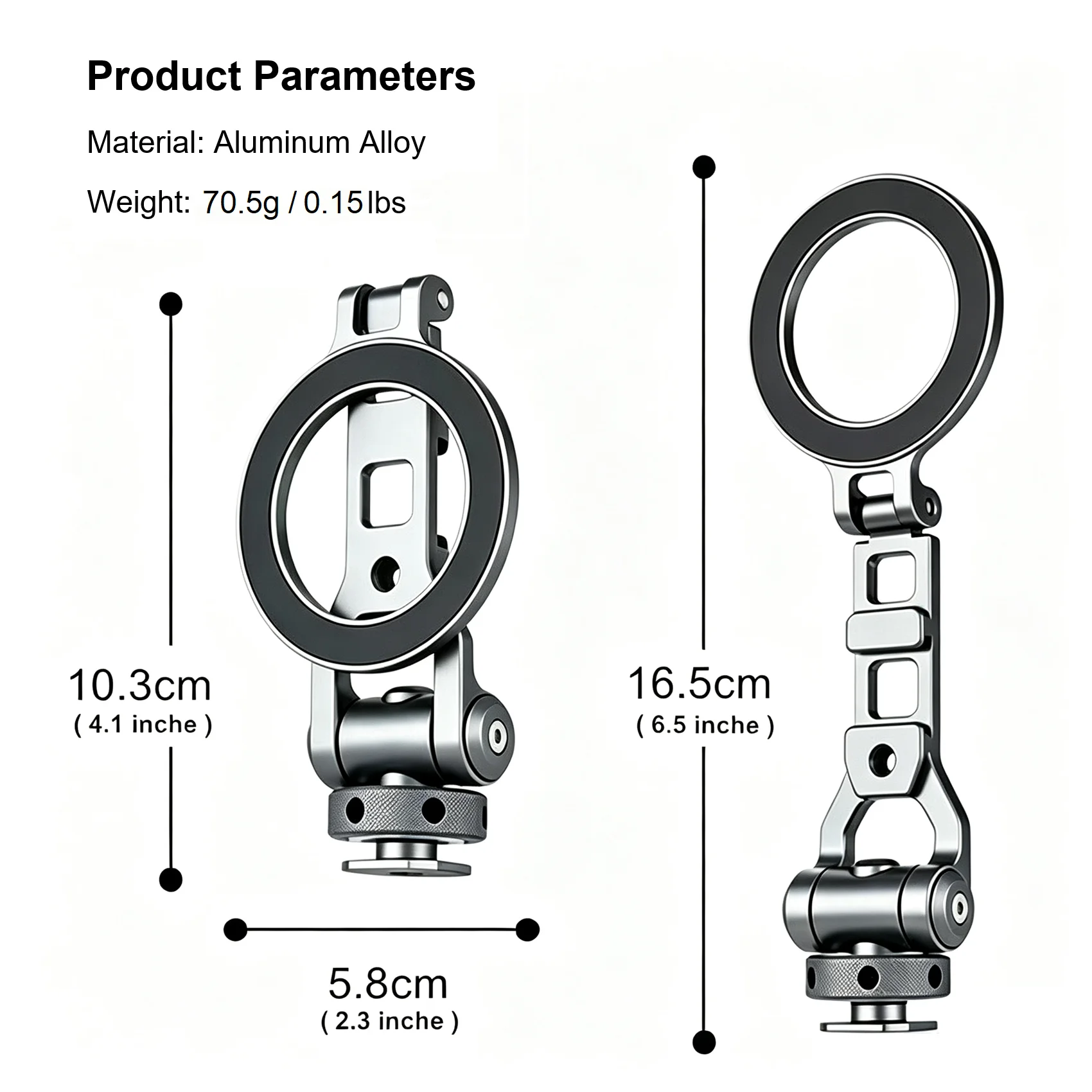 Camera Hot Shoe Magnetic Phone Holder, Full Rotation Aluminum MagSafe Bracket Compatible with Tripod Selfie Stick DSLR Cameras - view 2