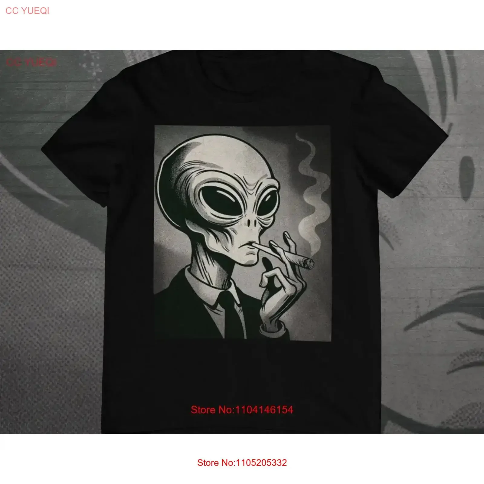 Smoking Alien Grayscale T shirt But Is It Art Retro Vintage Black And White Men In vintage Washed Casual Stretched Slightly
