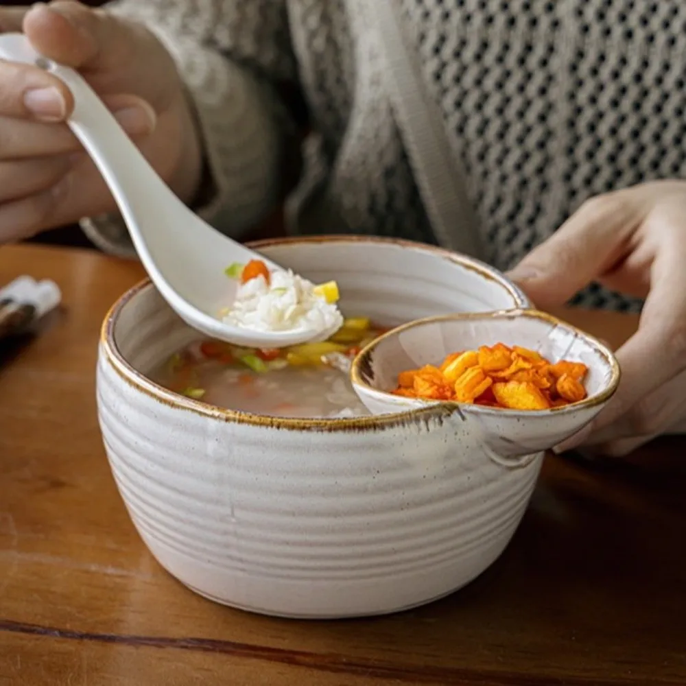 Tableware Japanese Style Single Ear Dipping Bowl Ceramic Creative Dumpling Plate Vintage Compartment Salad Bowl Home Dining