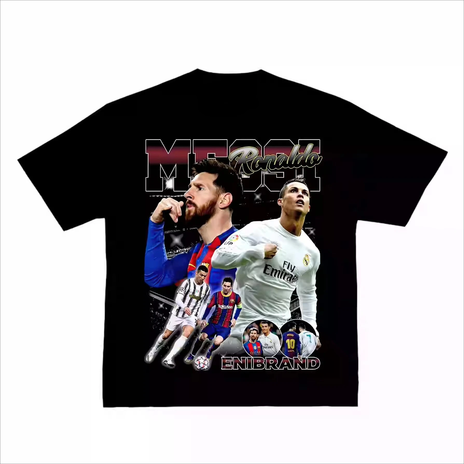 2025 Summertime Ronaldo Messi Ball King Memorial American Cotton Street Camiseta de manga corta Moda Marca de lujo de alta calidad