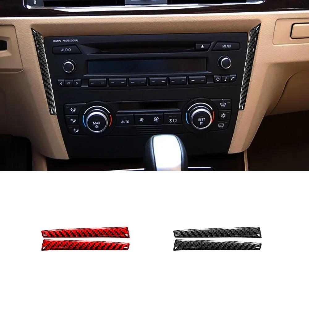 For BMW 3 Series E90 2005-2012 Carbon Fiber Car Both Sides Central Control Volume Decorative Stickers Car-style Auto Accessories