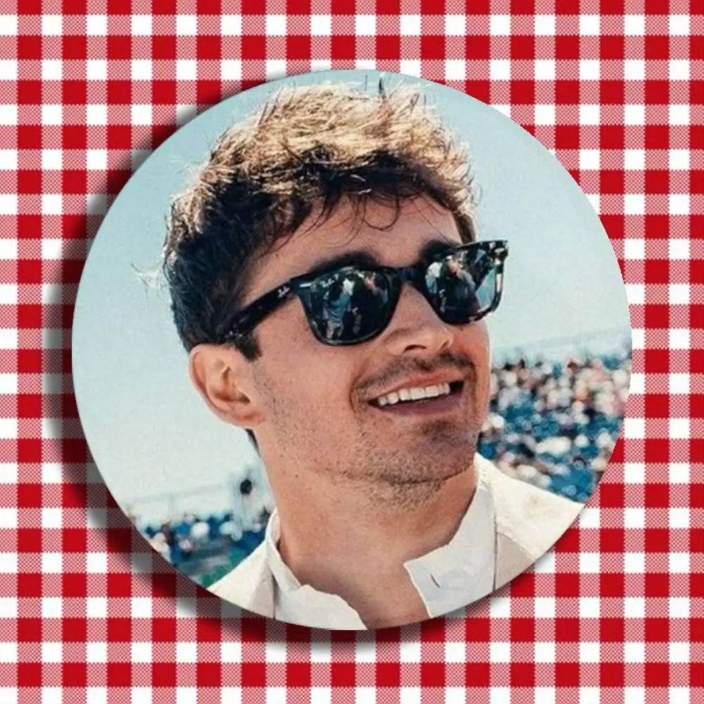 Professional Racing Driver C-Charles L-Leclercs Laser Badge Creative Pins Brooch for Bag Clothes Hat Decor Gifts Fans Collect