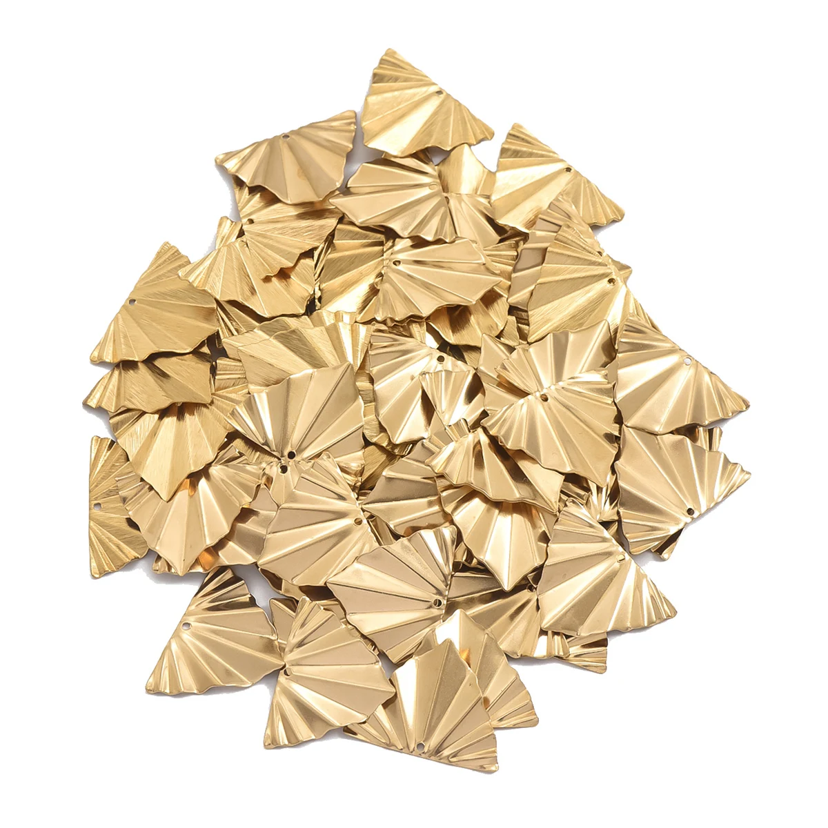 10pcs Brass Geometric Single Hole Triangular and Fan-Shaped Pendants for DIY Jewelry Making - Durable and lightweight Pendants