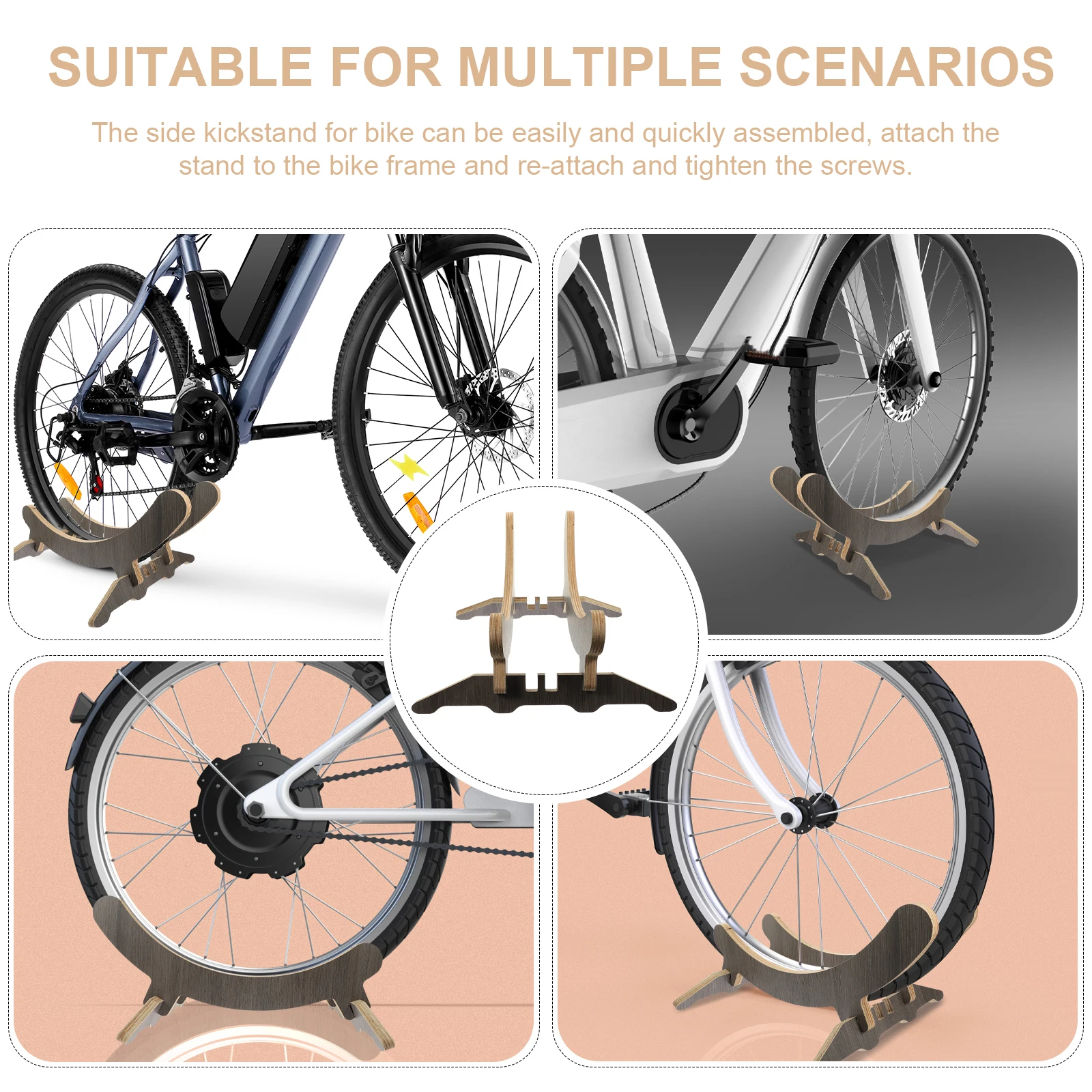 

Adjustable Kickstand Bike Parking Rack Sturdy Side Stand Support Bracket Mountain Bicycle Easy Assembly Floor for Cycling