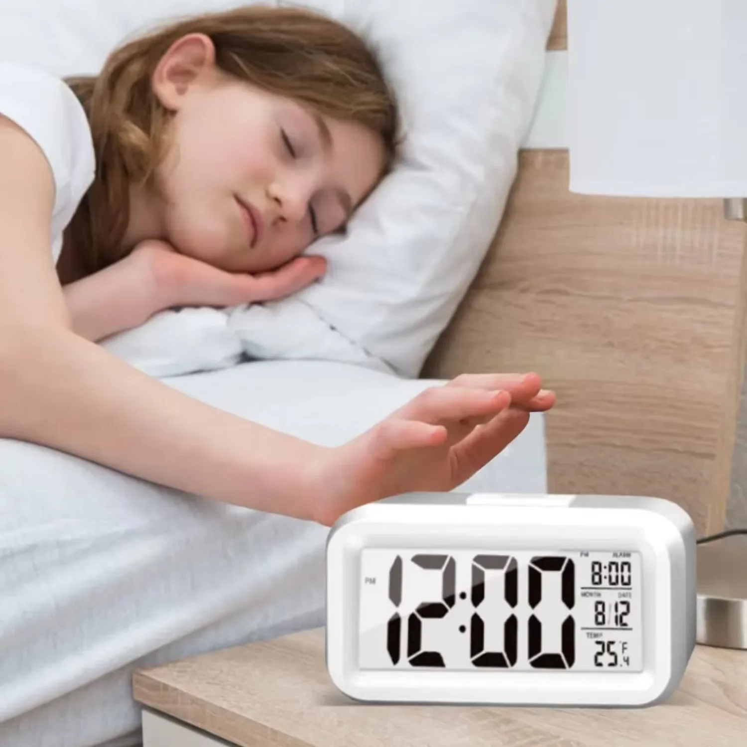 

Digital Alarm Clock Backlight Snooze Data Time Calendar Desktop Multifunction Electronic Backlight Table Clock