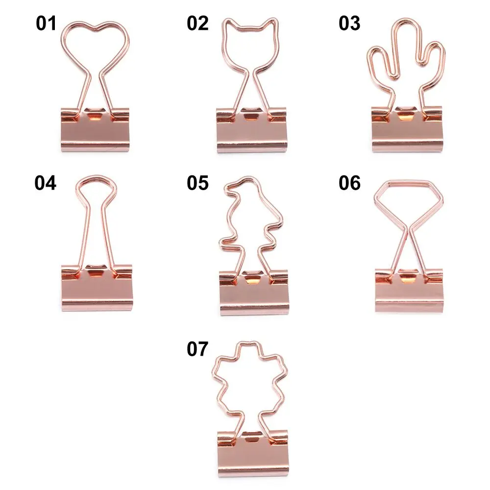 귀여운 고양이 하트 금속 종이 클립, 로즈 골드 바인더 클립, 책 장식 클립 세트, 학교 문구, 10 개