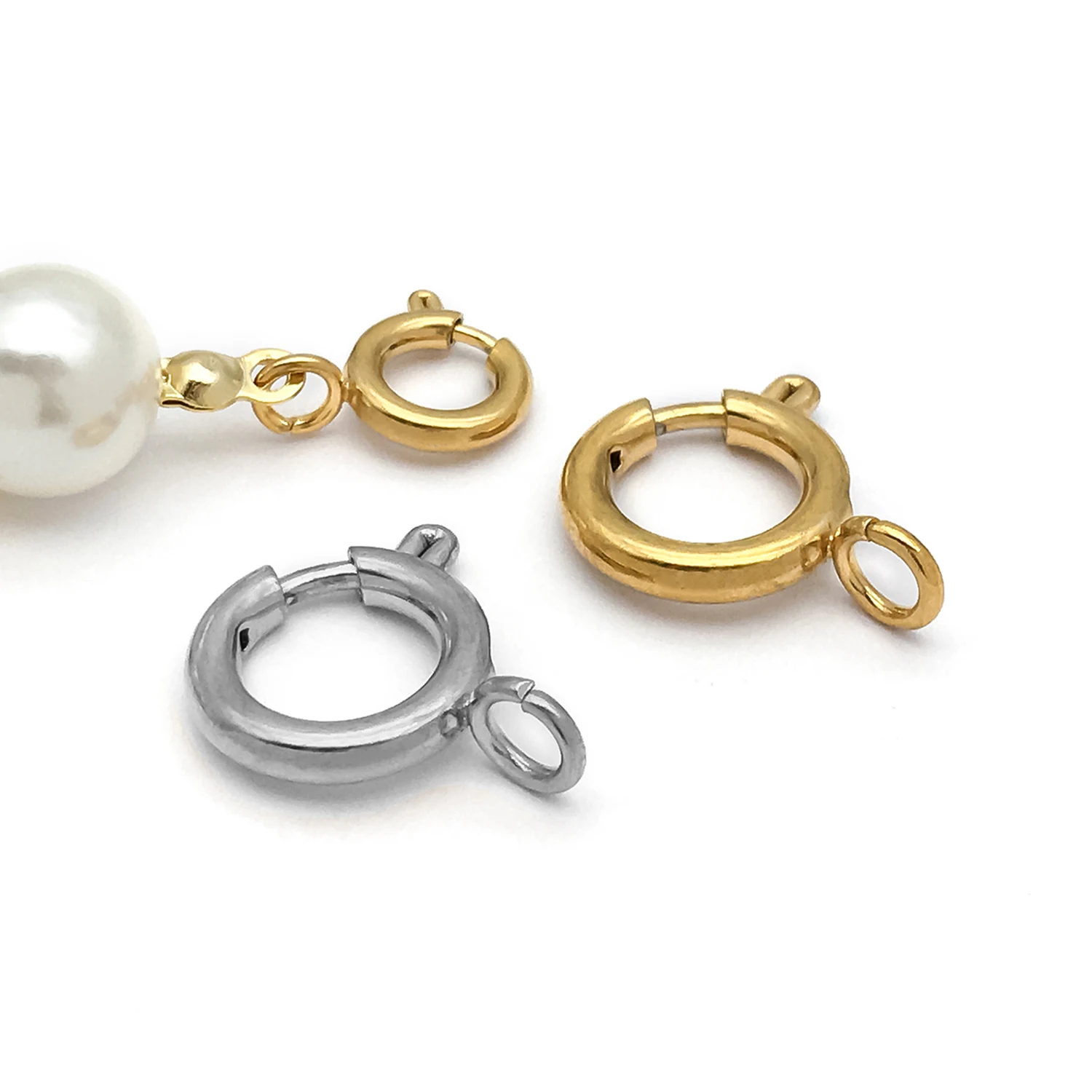 5pcs Stainless Steel Round Claw Spring Hook Clasp Lobster Clasp Connectors for DIY Bracelet Necklace Jewelry Making Accessories