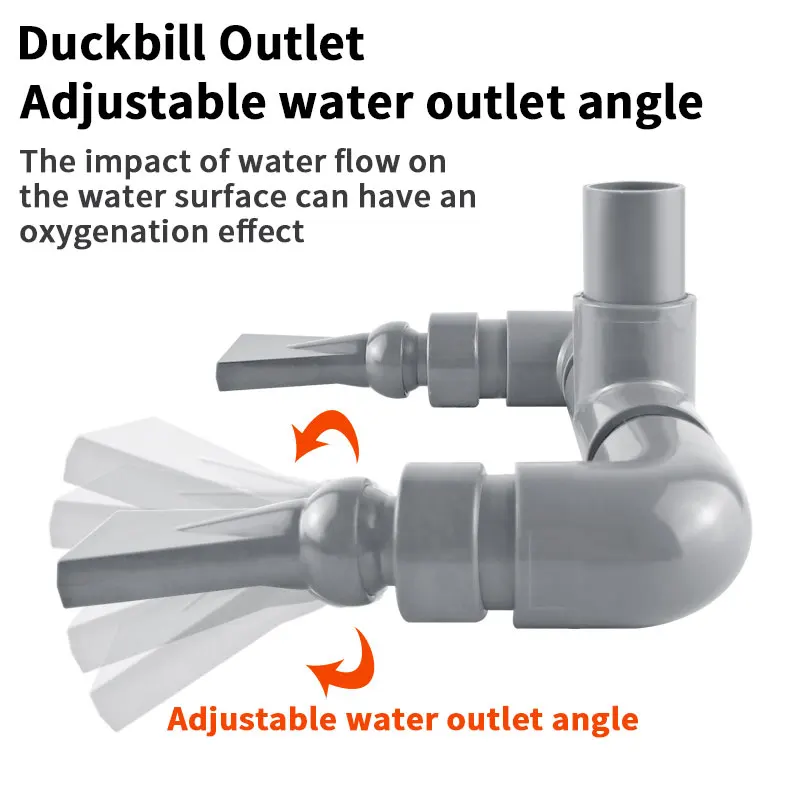 Grey PVC Aquarium Tank Water Pump Duckbill Water Output Headed DIY Fish Tank Sprinkler Garden Irrigation Water Pipe Connector