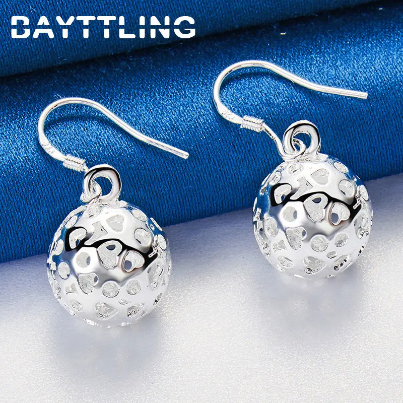 

Luxury 925 Sterling Silver Hollow Ball Drop Earrings For Women Fashion Engagement Jewelry Accessories Girlfriend Gifts