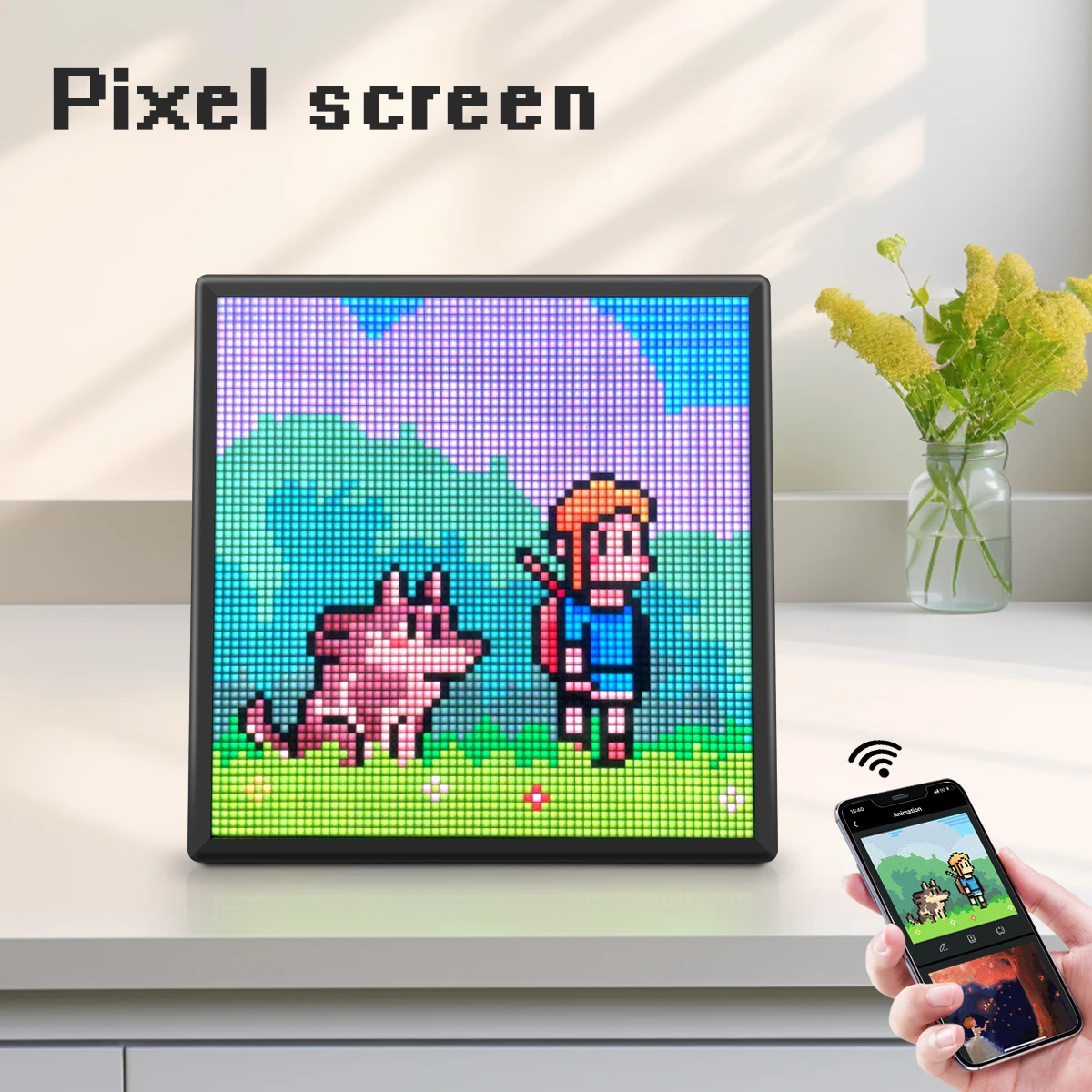プログラム可能なledピクセルマトリックスディスプレイライト、アプリ制御付きdiyアートアニメーションスクリーン、家庭-オフィスデスク壁装飾ランプギフト用