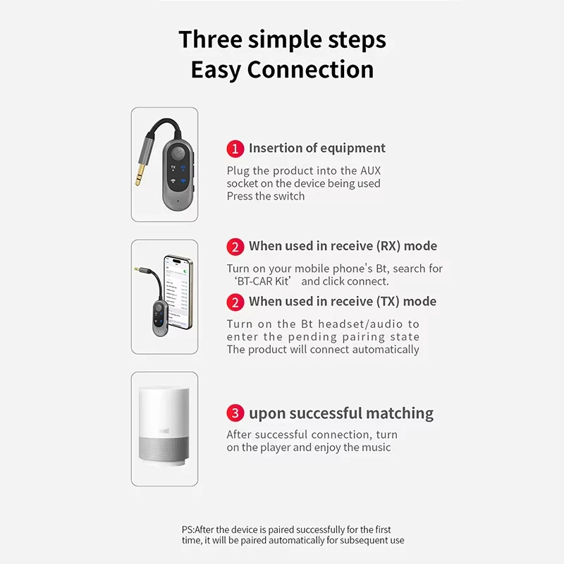 2 IN 1 Bluetooth 5.3 Audio Receiver Transmitter 3.5MM AUX Stereo Music Wireless Adapter Headphone Speaker With Mic For Car TV PC