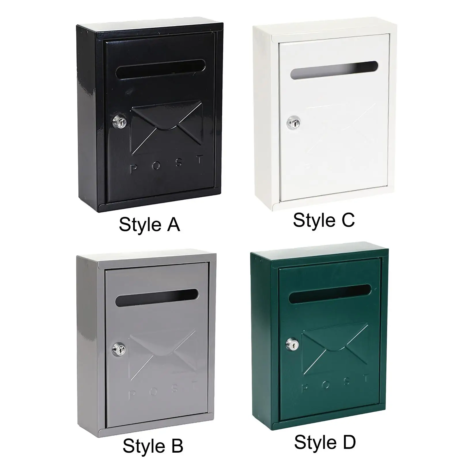 Outdoor Wall Mount Mailbox with 2 Keys 20x7.5x26cm for Envelopes Magazines