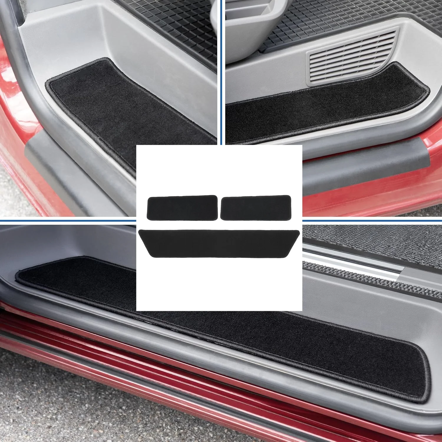 Carpet Step Mat Set Black Carpet Sliding Door & Driver & Passenger Door For Fully Tailored VW Transporter T5 T6