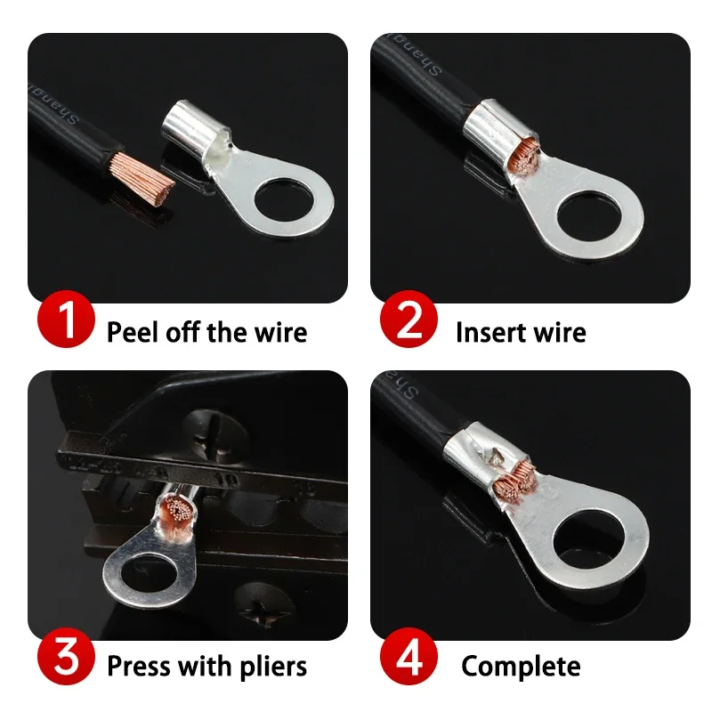 U-tipo latão Terminais Variedade Kit, garfo de anel não isolado, conector do fio do cabo, Crimp Spade