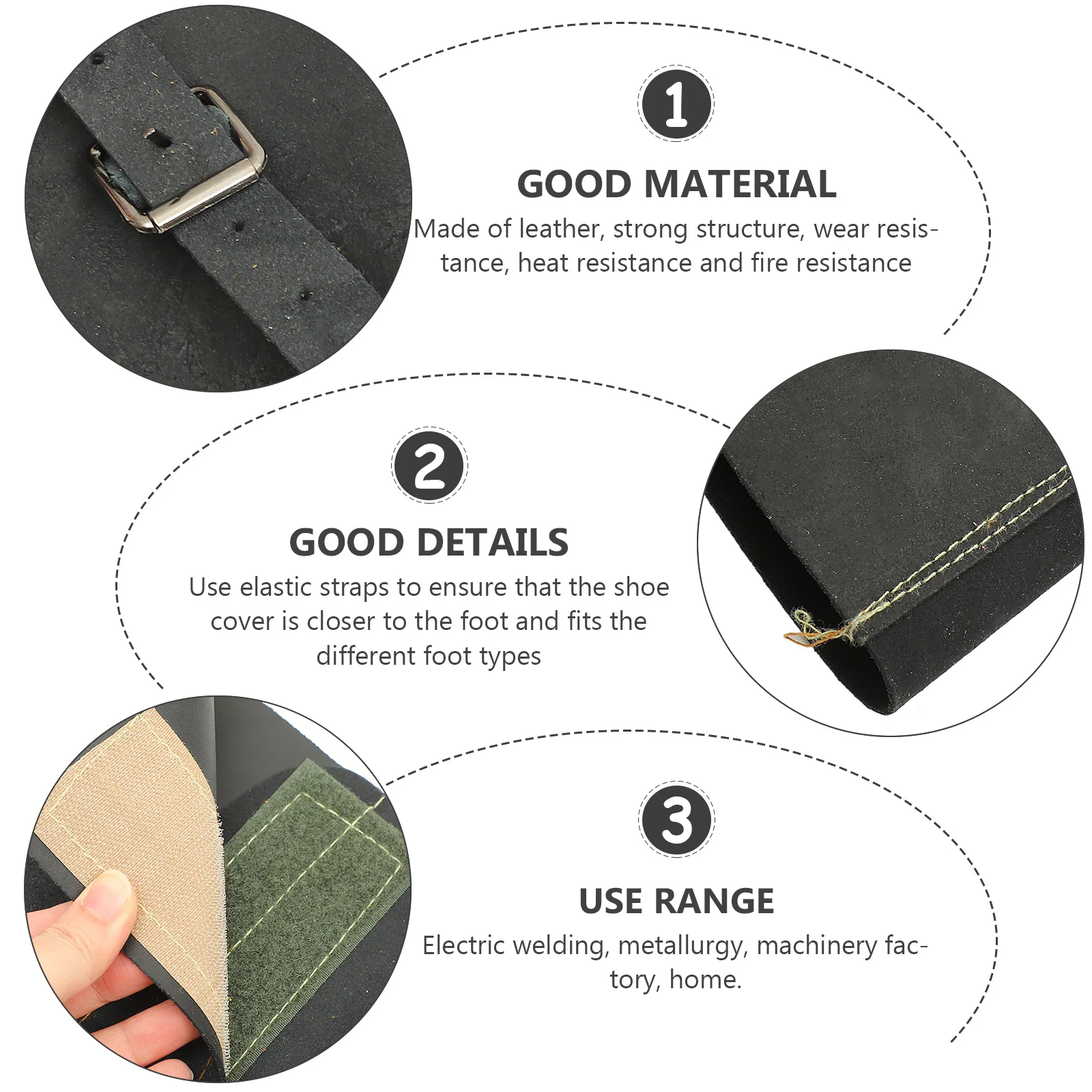 1 par de polainas de soldadura, cubiertas de zapatos duraderas y resistentes al calor, calzado protector para soldadura, corte, trabajo automotriz