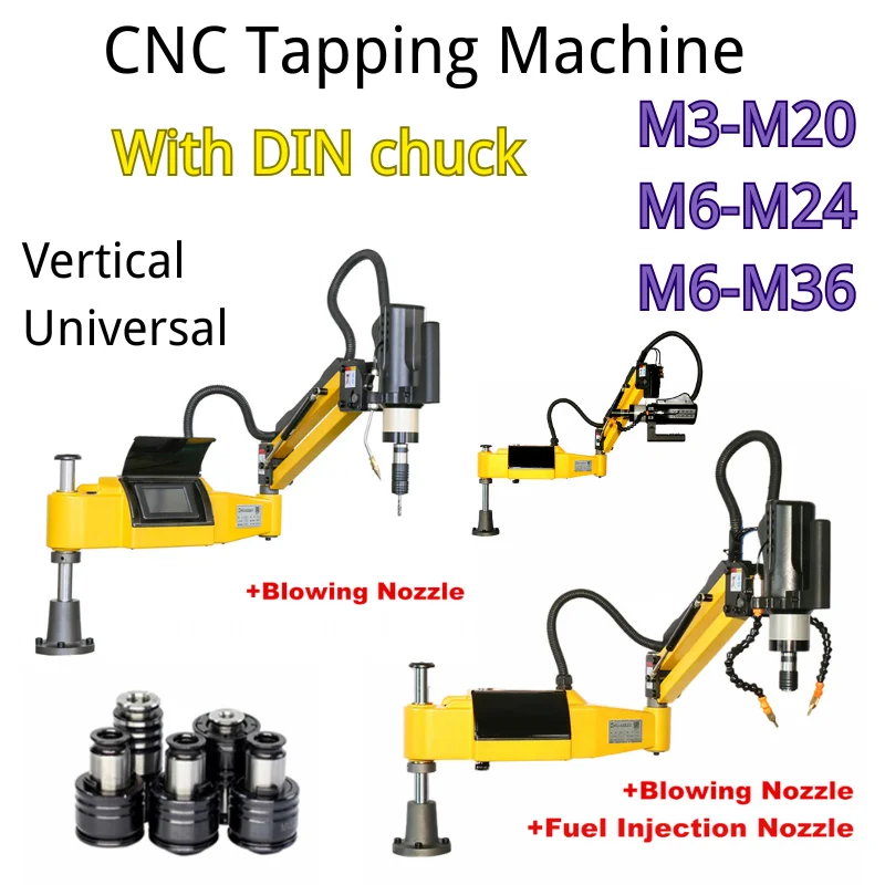 M3-M20-M36 Electric Tapping Machine Servo Motor Electric Tapper Drilling with DIN Chuck Easy Arm Power Tool Threading Machine