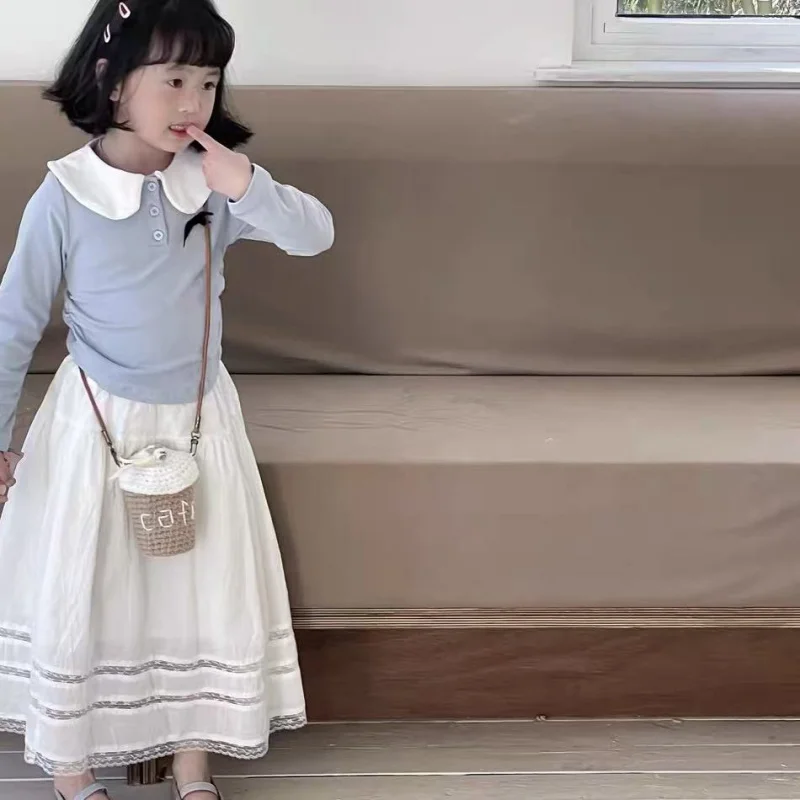 

Girls' Suit Spring and Autumn New Style Children's Doll Collar Long Sleeve Top/Versatile and stylish skirt65069