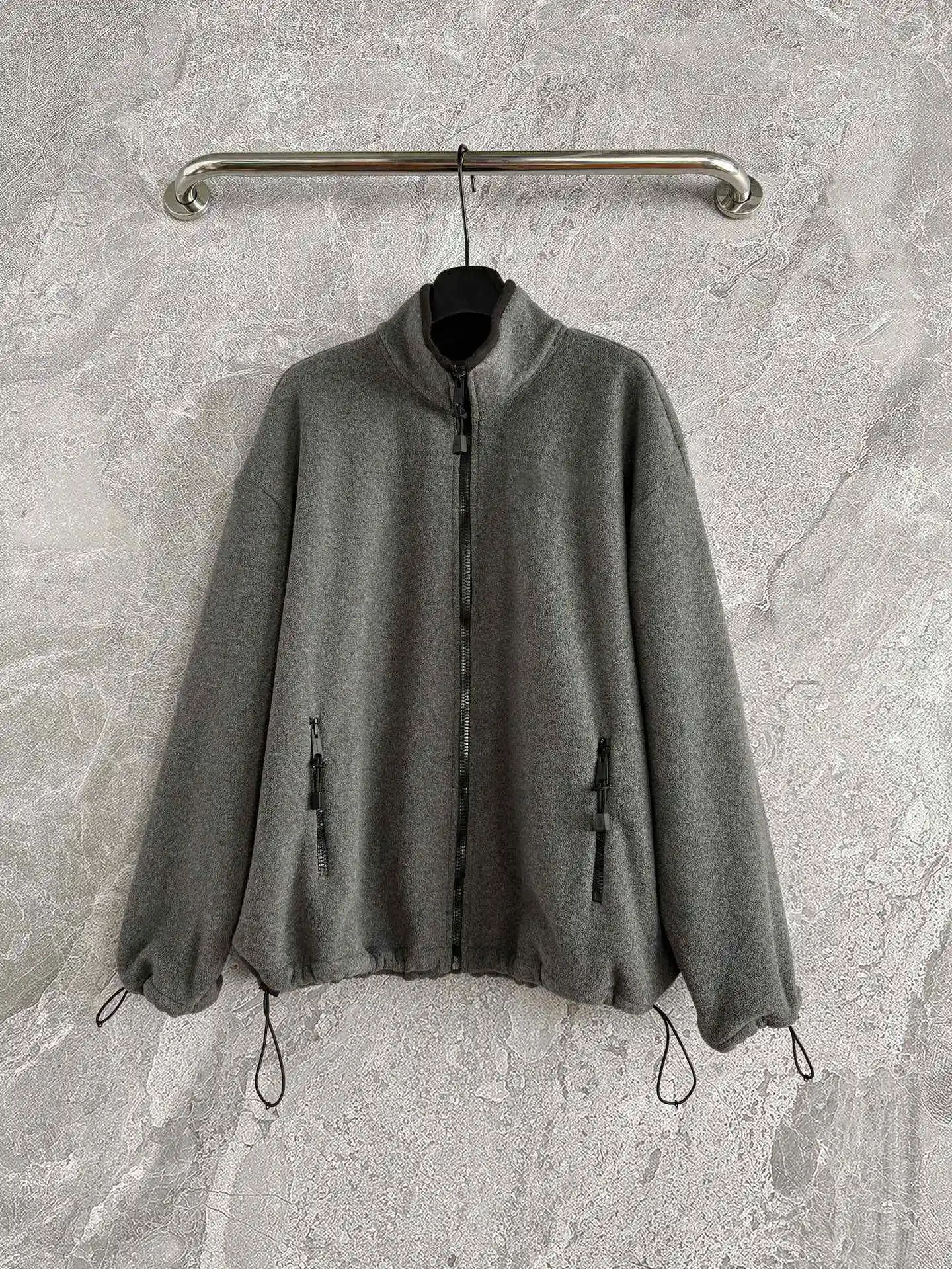 

Women's Letter Embroidery Sherpa Stand Collar Jacket - Celebrity Style Loose Fleece Coat Long Sleeve Zipper Hoodie Winter