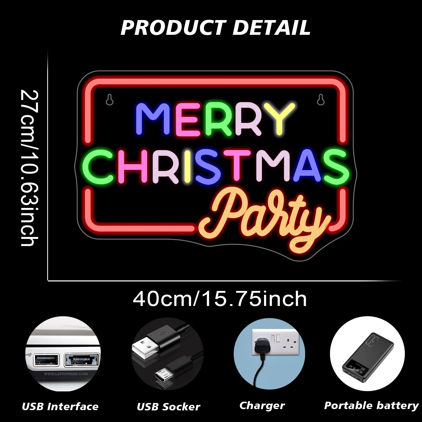 Merry Christmas Neon Sign LED ผนังตกแต่งสีปาร์ตี้นีออนไฟสําหรับตกแต่งห้อง Home Bar หรี่แสงได้ Art โคมไฟ USB