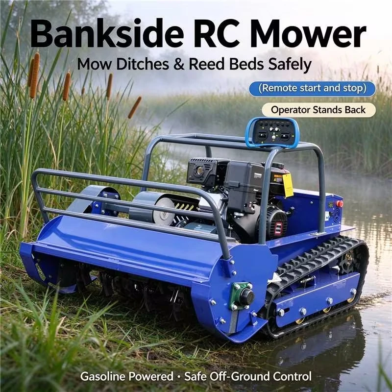 Customized Remote Control Tracked Electric Lawn Mower, Crawler Grass Cutter Robot, Rechargeable for Garden, Slope, Green Belt